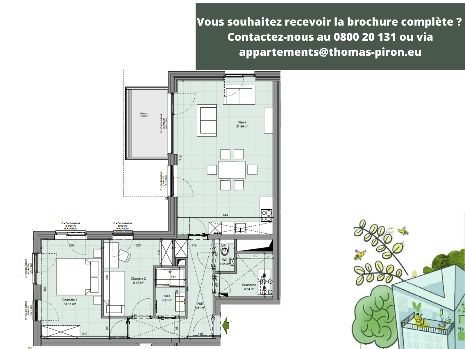 Appartement à vendre à Gembloux 5030 313000.00€ 2 chambres 91.00m² - annonce 118687