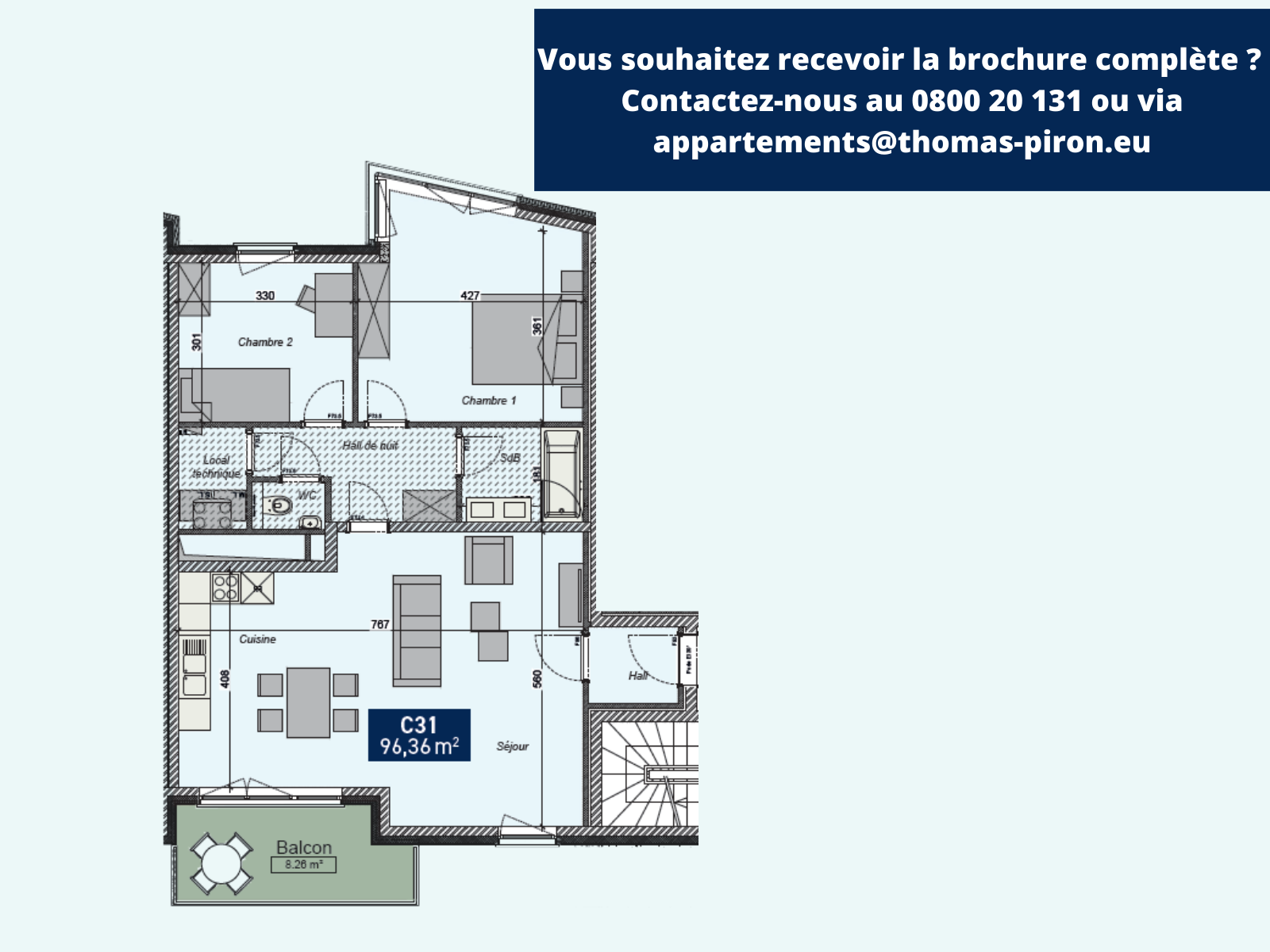 Appartement à vendre à Saint-Servais 5002 292000.00€ 2 chambres 96.36m² - annonce 125517