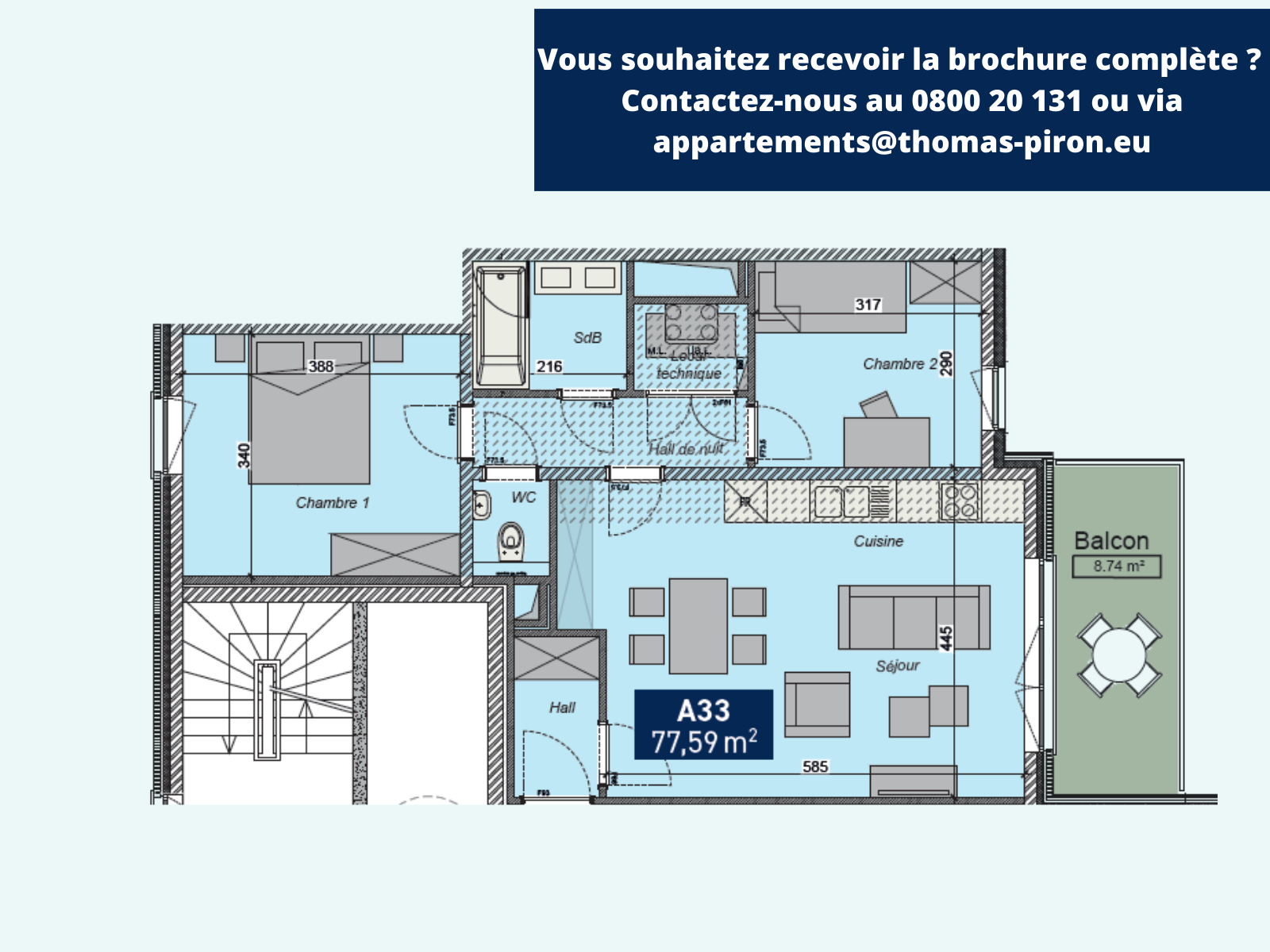 Appartement à vendre à Saint-Servais 5002 258000.00€ 2 chambres 77.59m² - annonce 125585