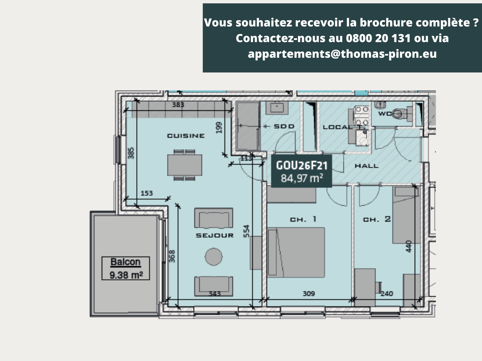 Appartement à vendre à Beez 5000 294000.00€ 2 chambres 84.97m² - annonce 125671