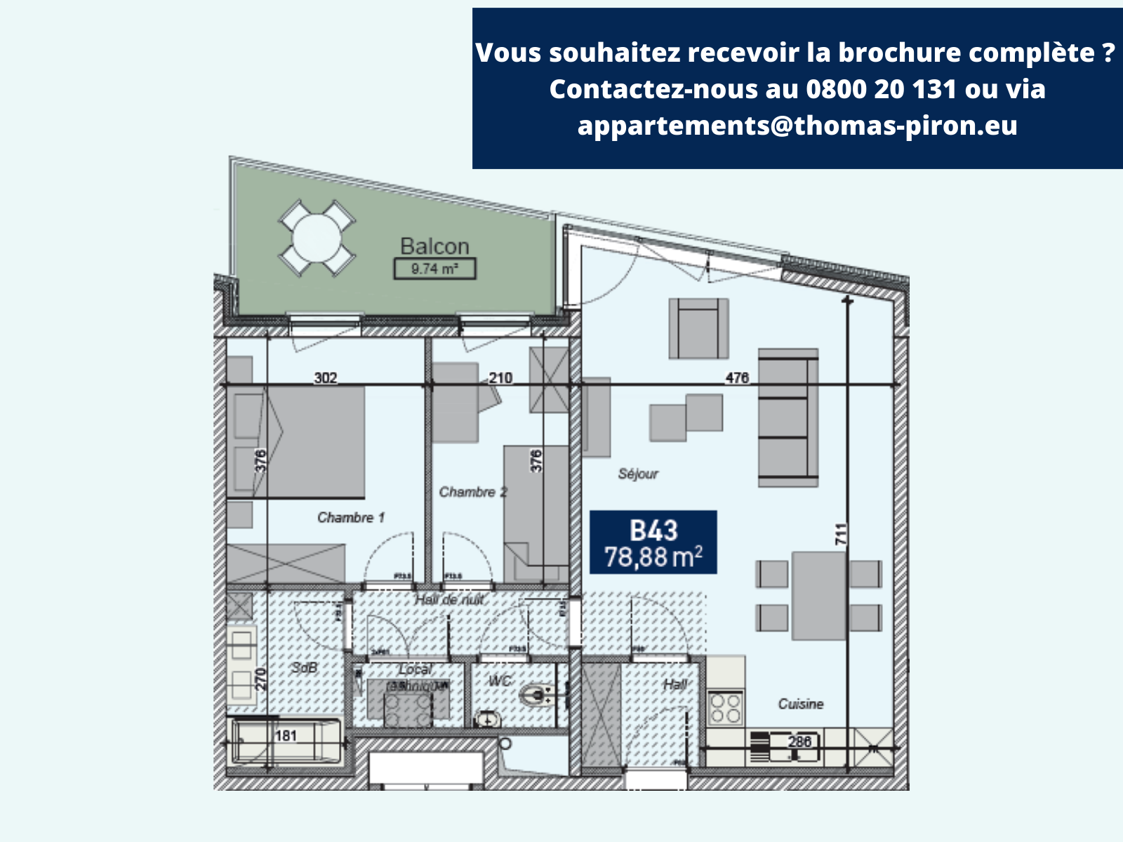 Appartement à vendre à Saint-Servais 5002 260000.00€ 2 chambres 78.88m² - annonce 127551